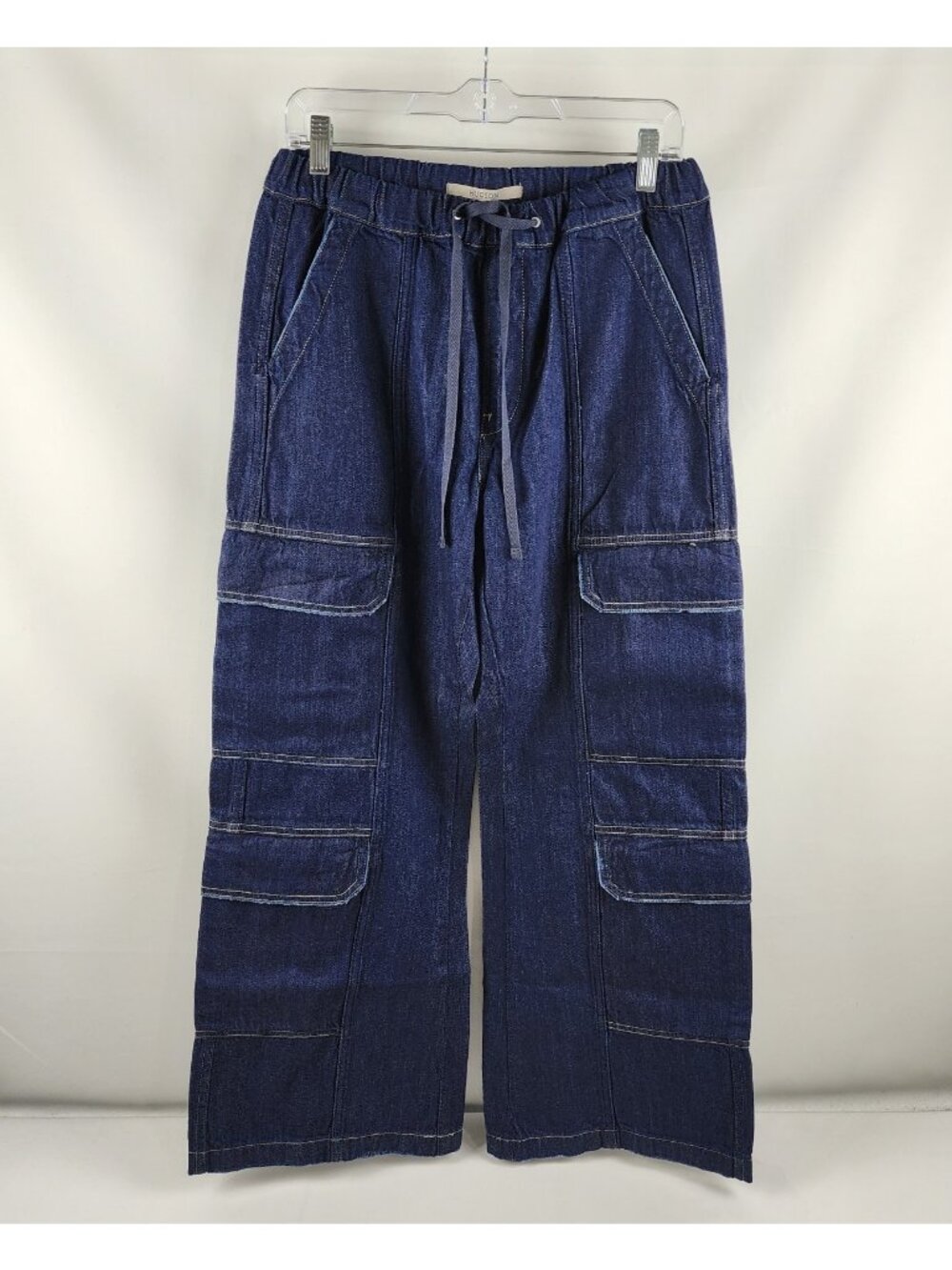 Hudson Jeans Women Small Blue Drawstring Parachute Wide Leg Cargo Pant 28x30 NWT